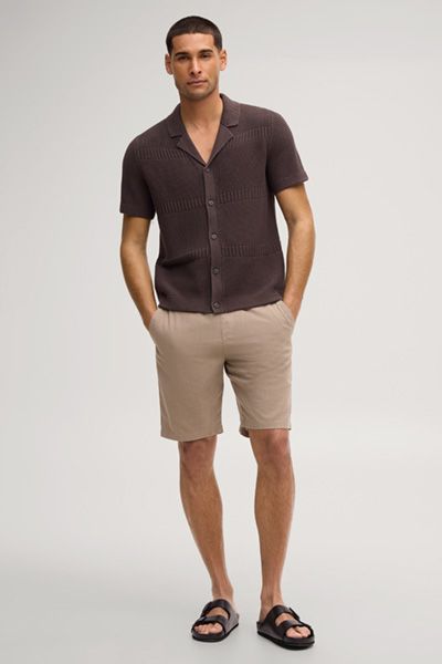 Strukturiertes Strickhemd mit Reverskragen