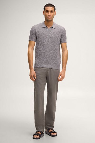 Melierter Strick-Polo mit V-Ausschnitt