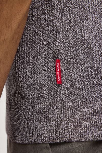 Melierter Strick-Polo mit V-Ausschnitt