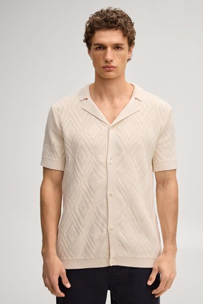 Kurzarm Strickshirt mit Diamantenmuster
