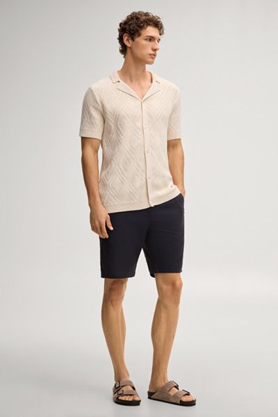Kurzarm Strickshirt mit Diamantenmuster