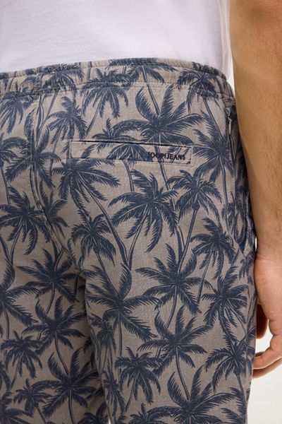 Beige Baumwoll Bermudas mit Palmenmuster