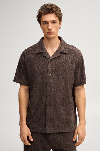 Camp-Shirt aus strukturiertem Frottee-Strick