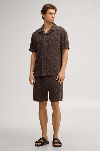 Camp-Shirt aus strukturiertem Frottee-Strick