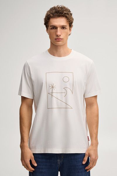 Off-White T-Shirt mit Grafikprint aus Baumwolle