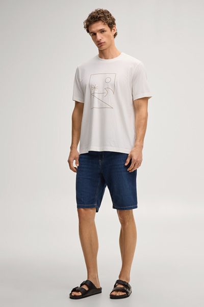 Off-White T-Shirt mit Grafikprint aus Baumwolle
