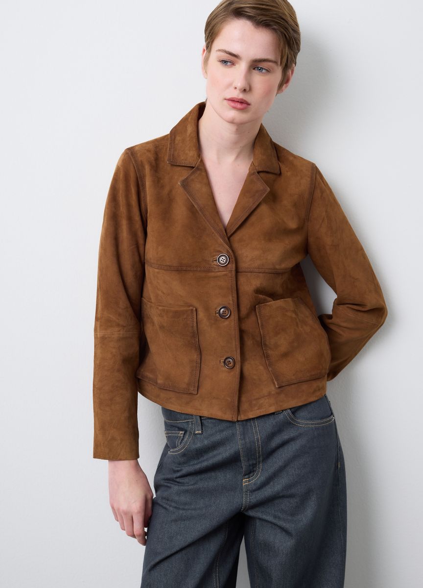 Bomberjacke mit Gürtel und Kunstfellkragen
