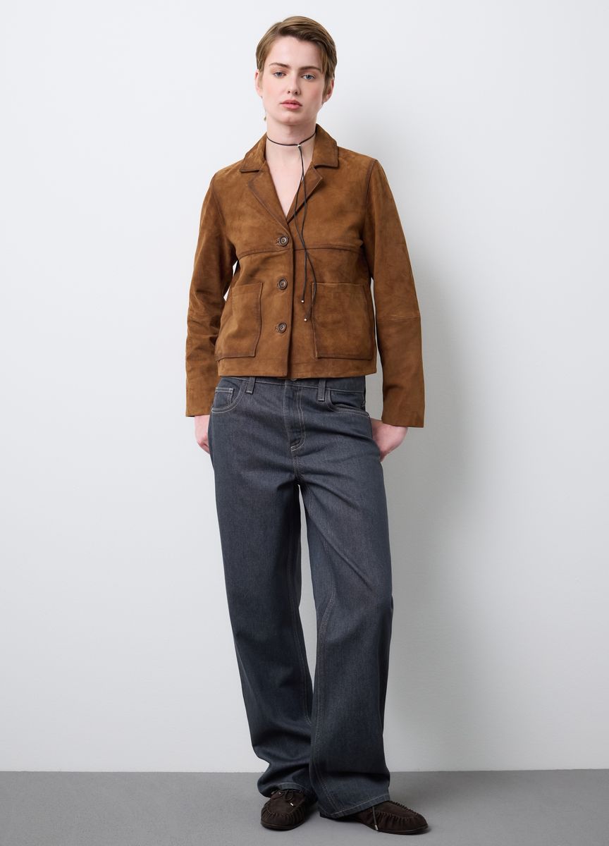 Bomberjacke mit Gürtel und Kunstfellkragen