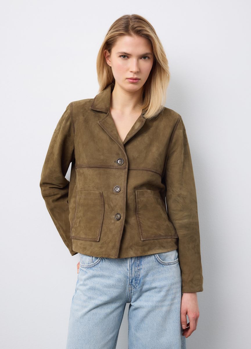 Bomberjacke mit Gürtel und Kunstfellkragen
