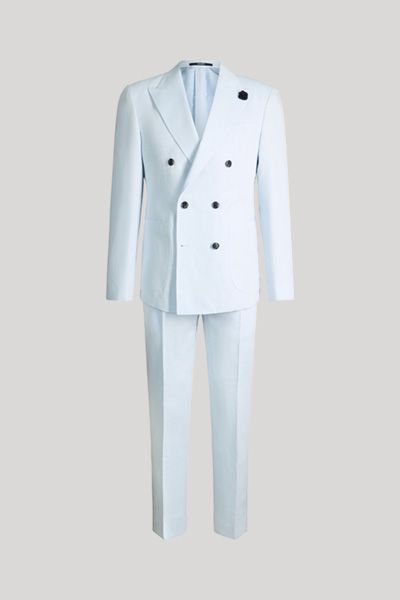 Hellblauer Doppelreiher Leinenanzug