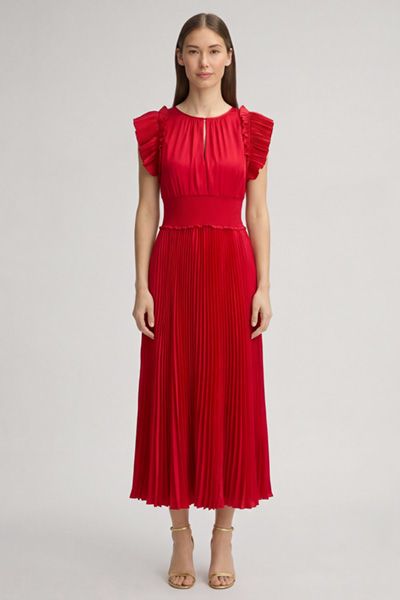 Elegantes Plissee-Midikleid mit Rüschen
