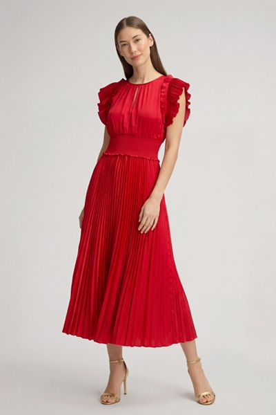 Elegantes Plissee-Midikleid mit Rüschen