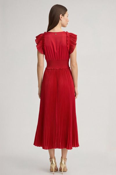 Elegantes Plissee-Midikleid mit Rüschen