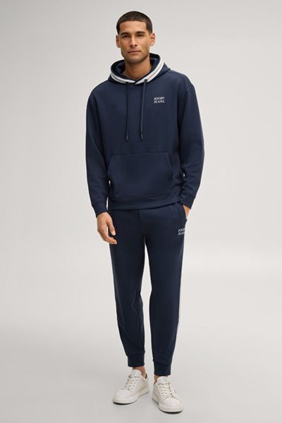 Lässiger Marineblauer Logo-Hoodie mit Streifen