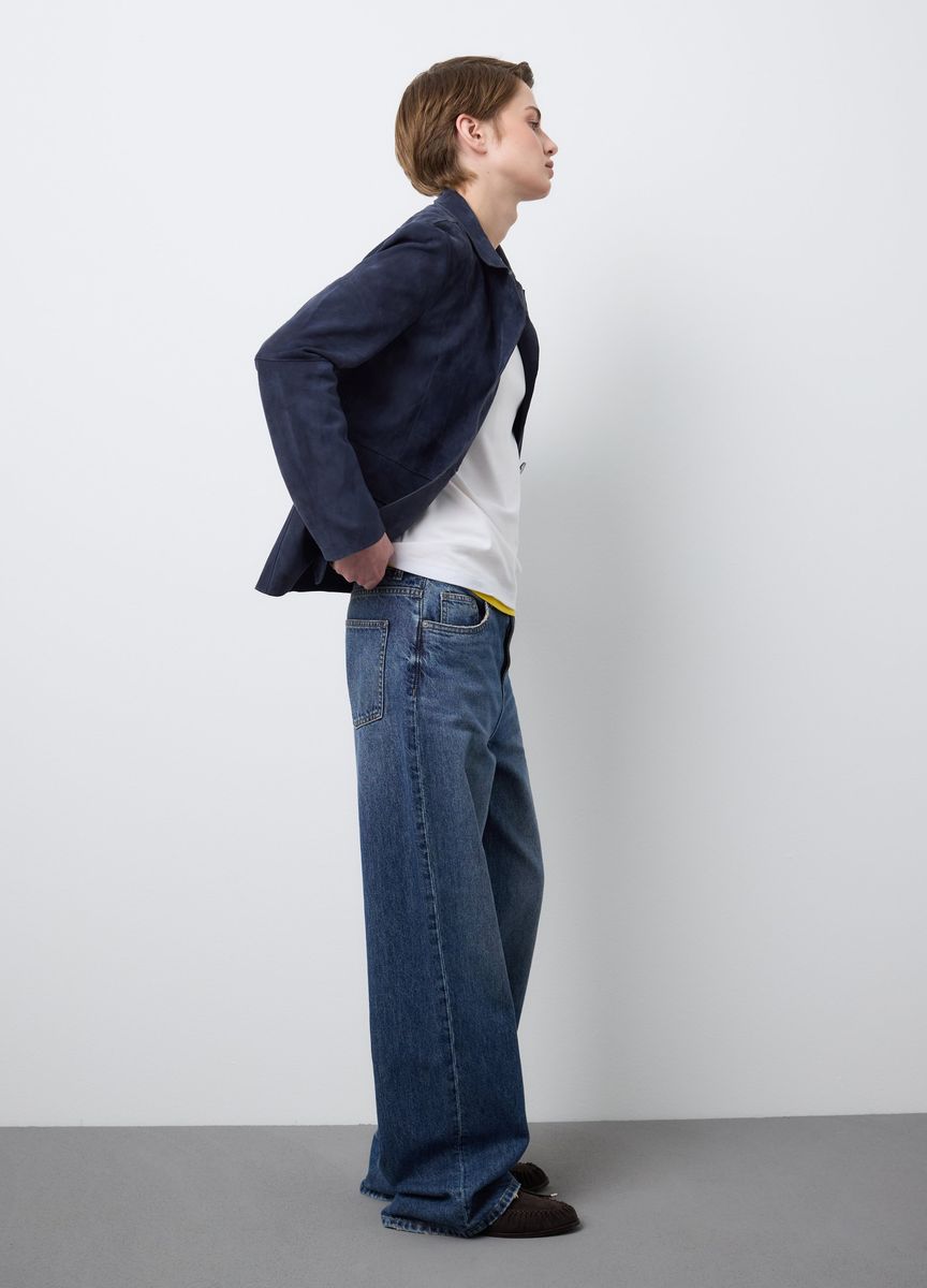 Elegantes Wildleder Ein-Knopf-Blazer