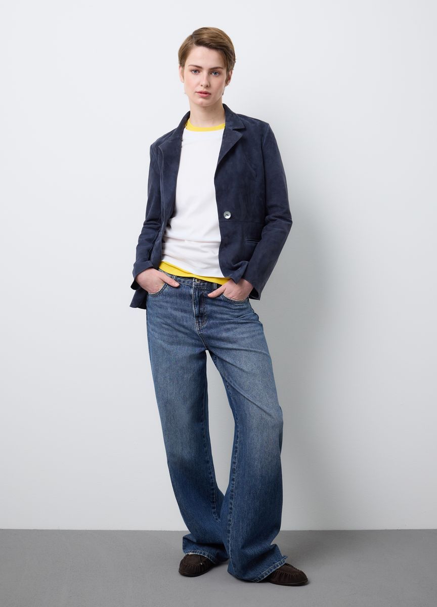 Elegantes Wildleder Ein-Knopf-Blazer