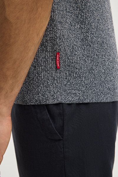 Melange Strickpolohemd mit V-Ausschnitt