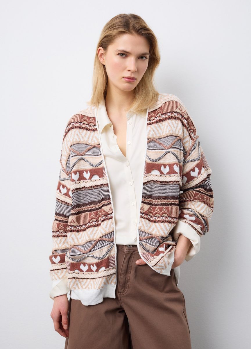 Gemusterte Strickjacke offenes Design