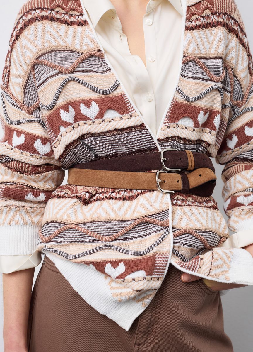 Gemusterte Strickjacke offenes Design