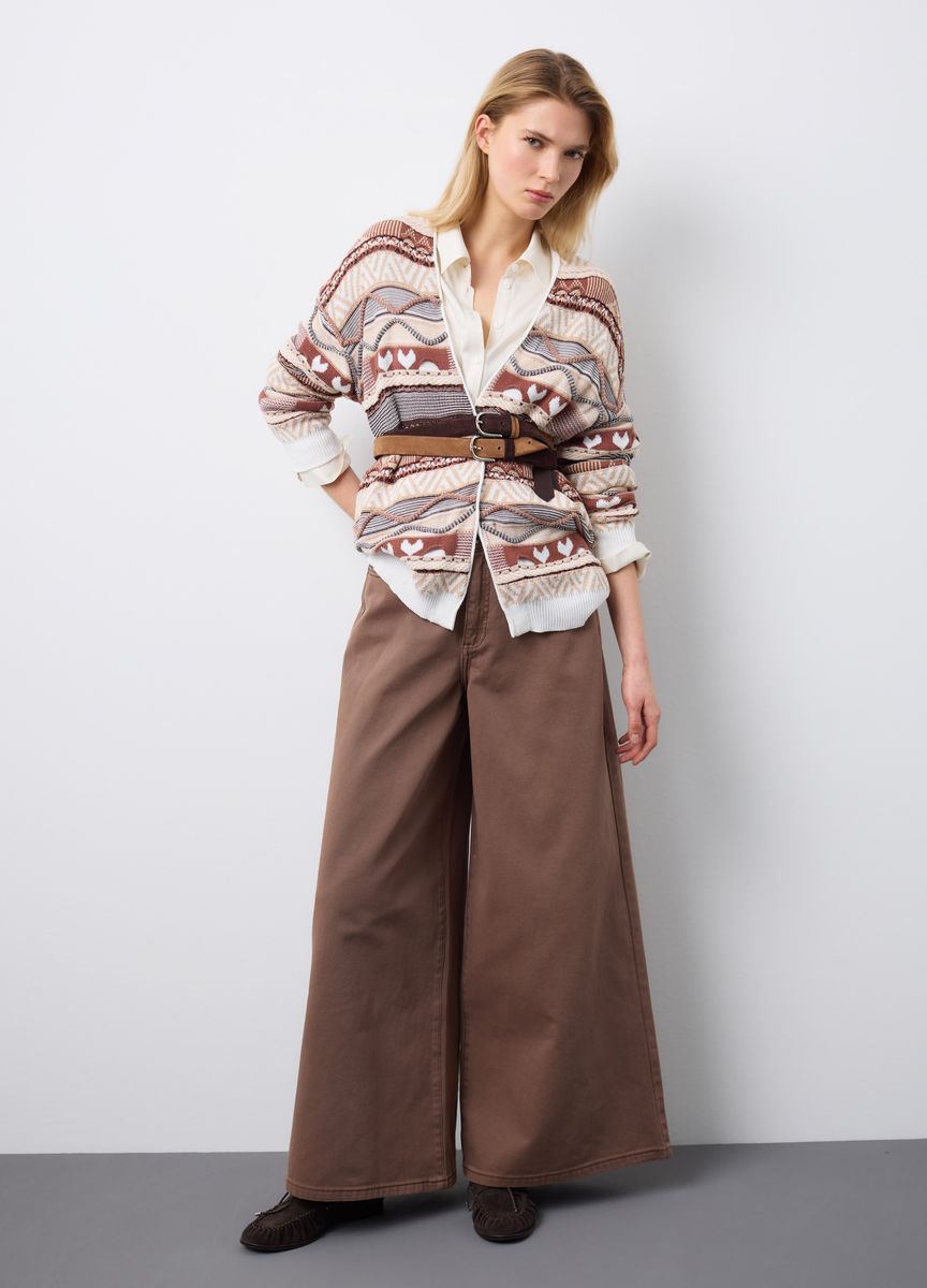 Gemusterte Strickjacke offenes Design