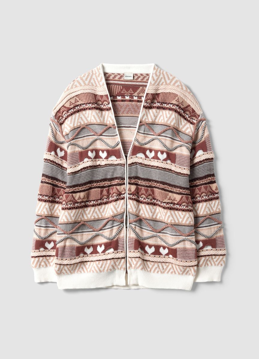 Gemusterte Strickjacke offenes Design