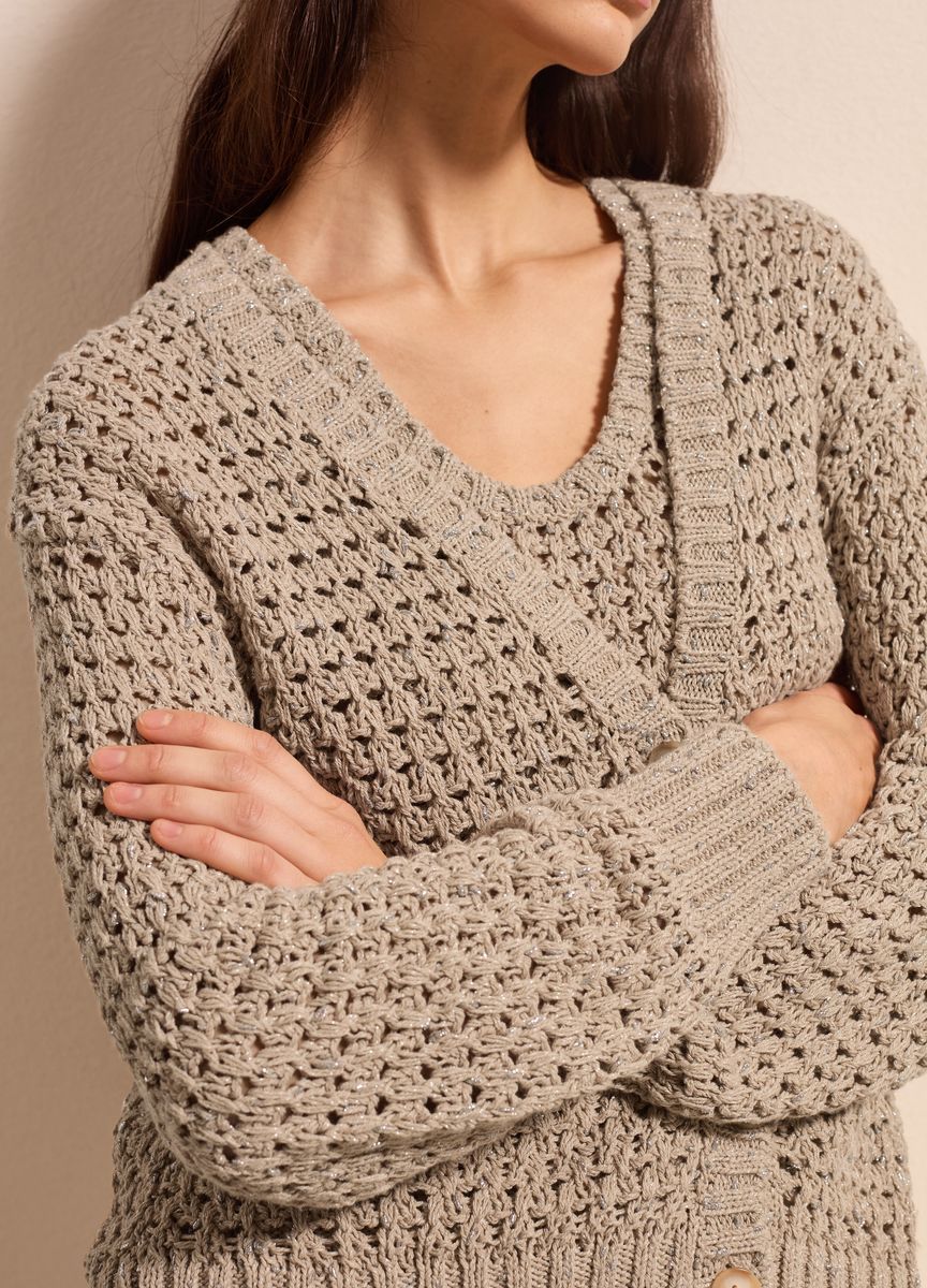 Gemusterte Strickjacke offenes Design