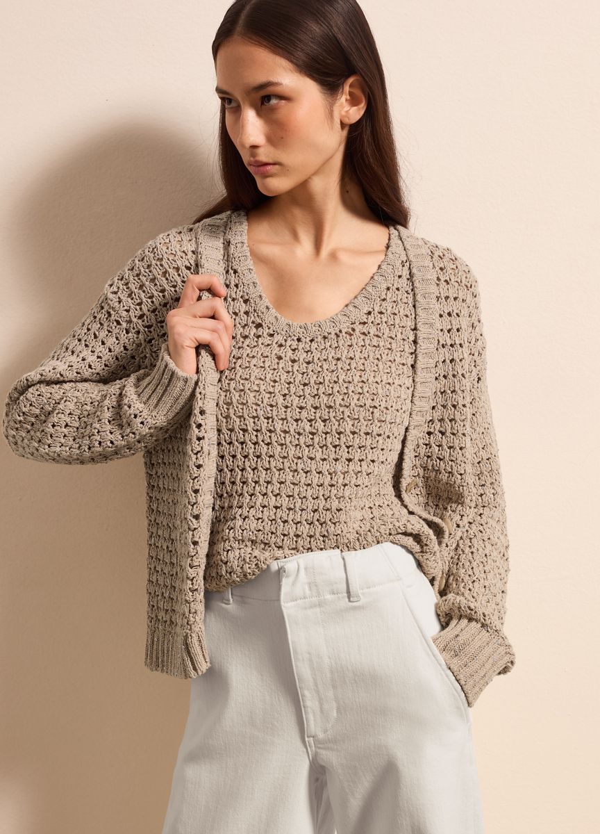 Gemusterte Strickjacke offenes Design