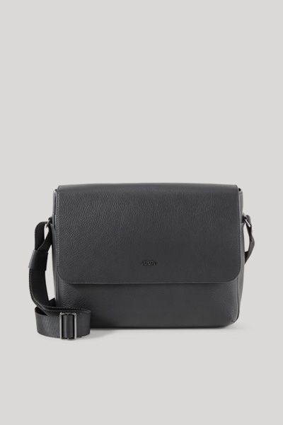 JOOP! Cardona Nevio Schwarze Leder Messenger Bag Verstellbarer Riemen Unisex