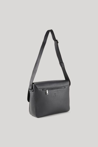 JOOP! Cardona Nevio Schwarze Leder Messenger Bag Verstellbarer Riemen Unisex