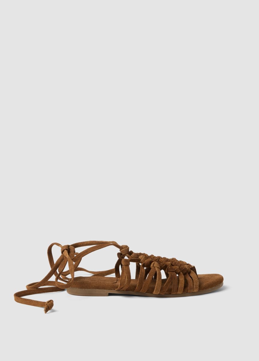 Braune Wildleder Gladiator Sandalen