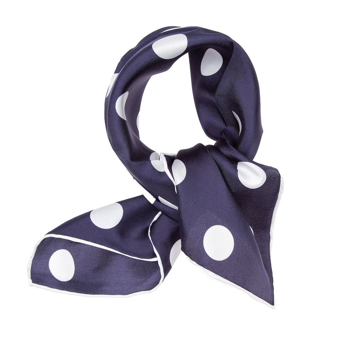 Marineblaues Seidentuch mit Tupfenmuster