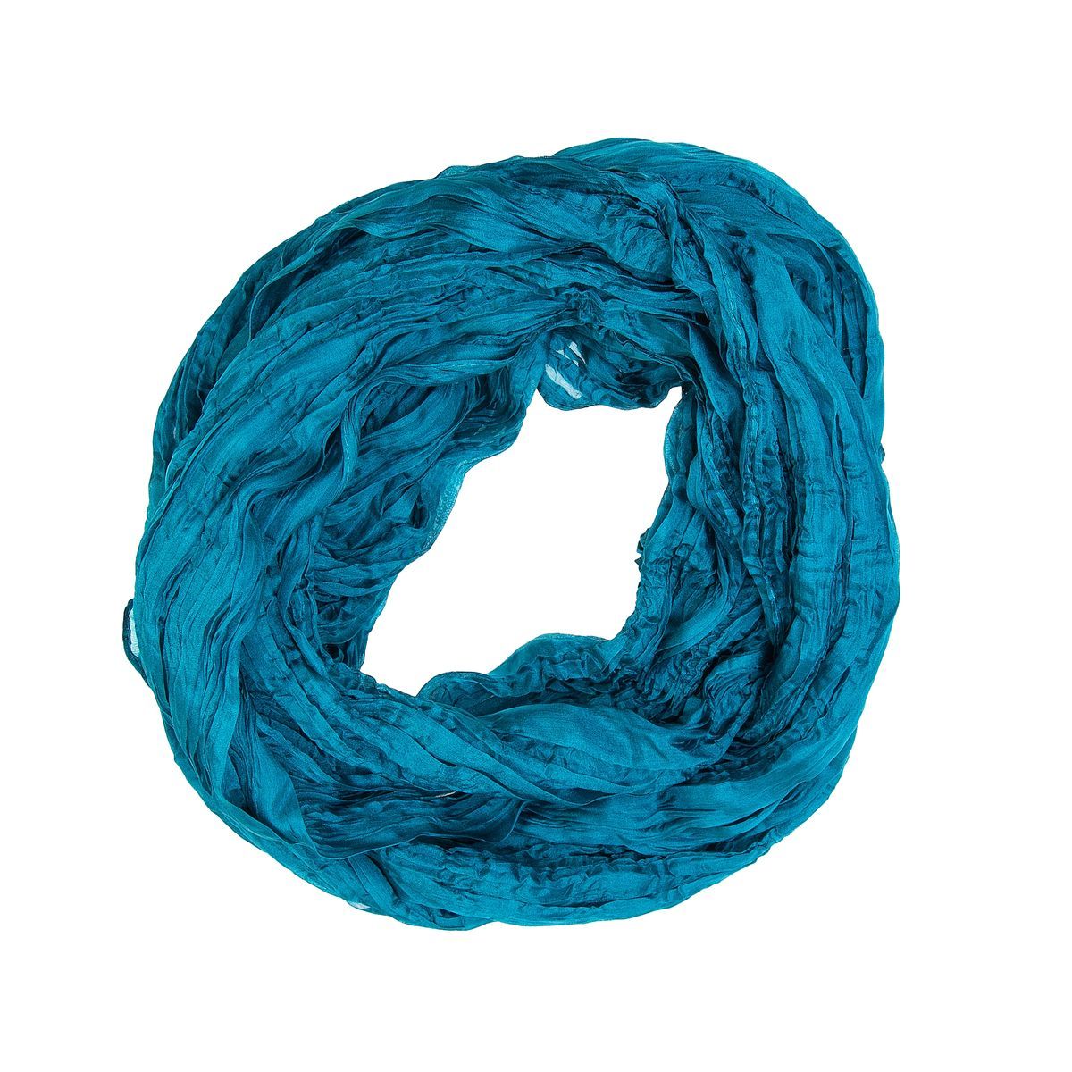 Seidenschal mit Knitteroptik in Petrol