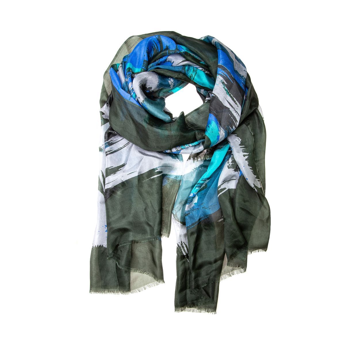 Olivgrüner abstrakter Seidenschal