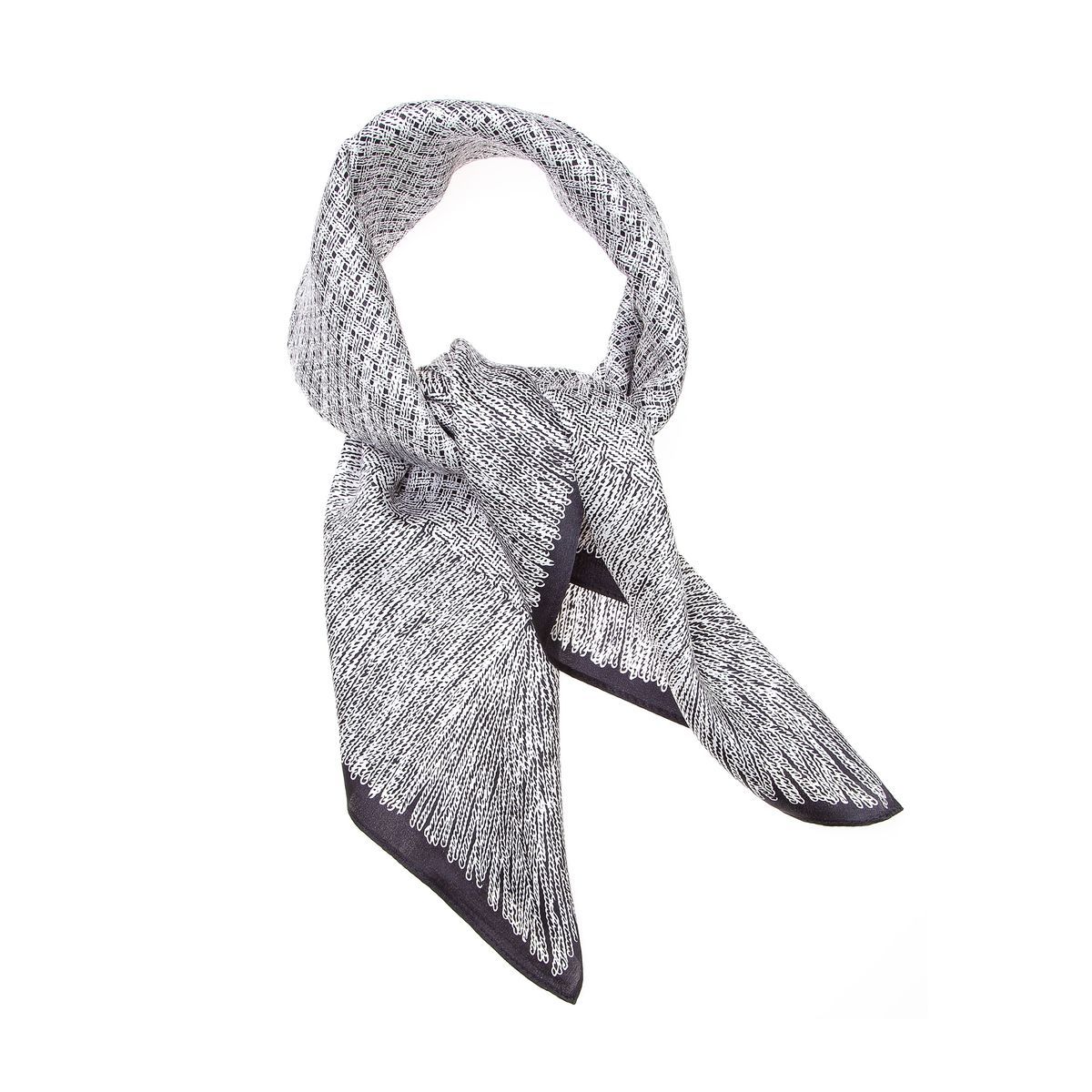 Gewebtes Seidenhalstuch in Schwarz und Weiß