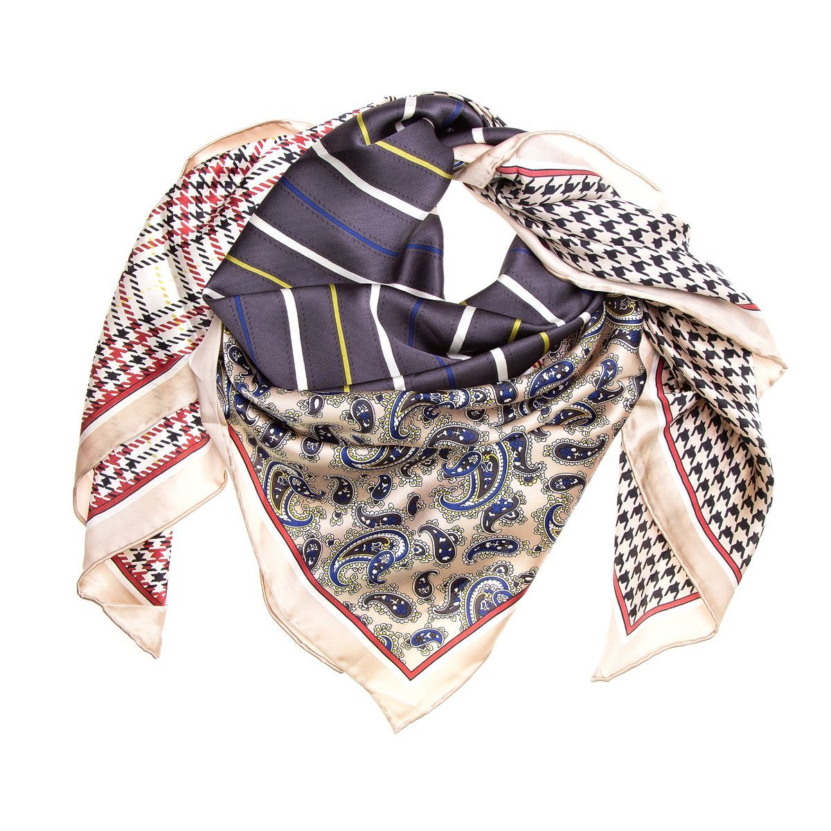 Patchwork-Seidentuch mit gemischten Drucken