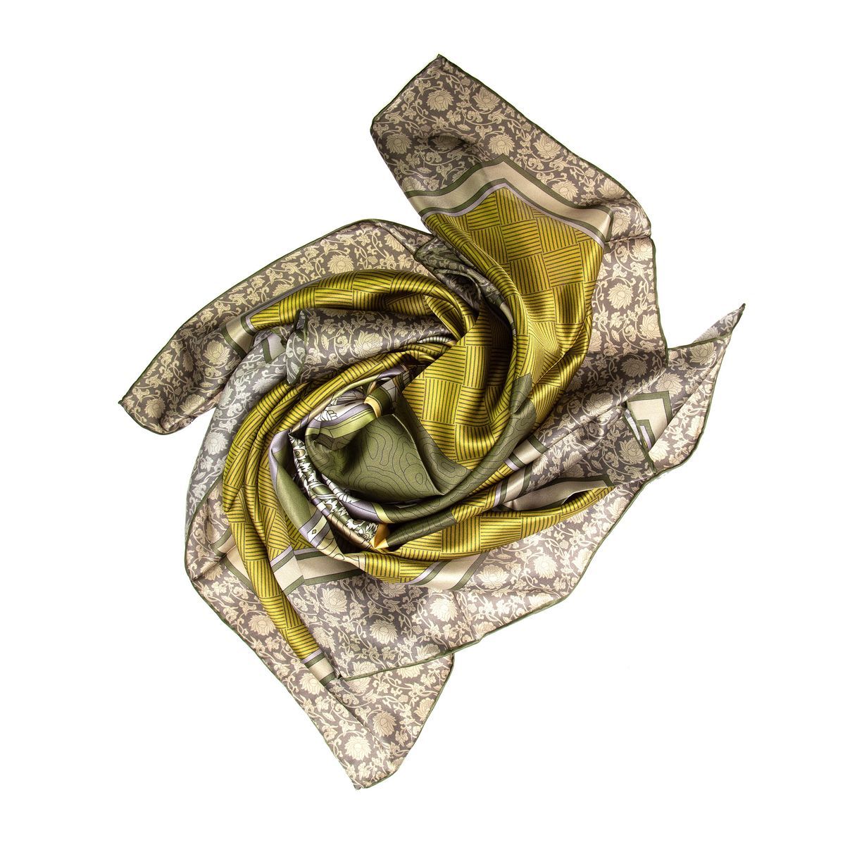 Klassisches grünes und goldenes Seidentuch