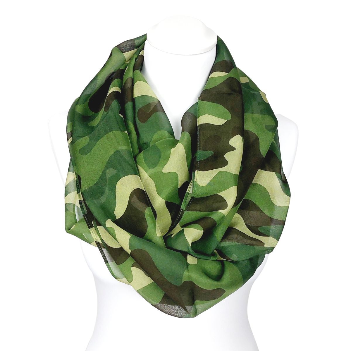 Chiffon-Rundschal mit Camouflage-Muster