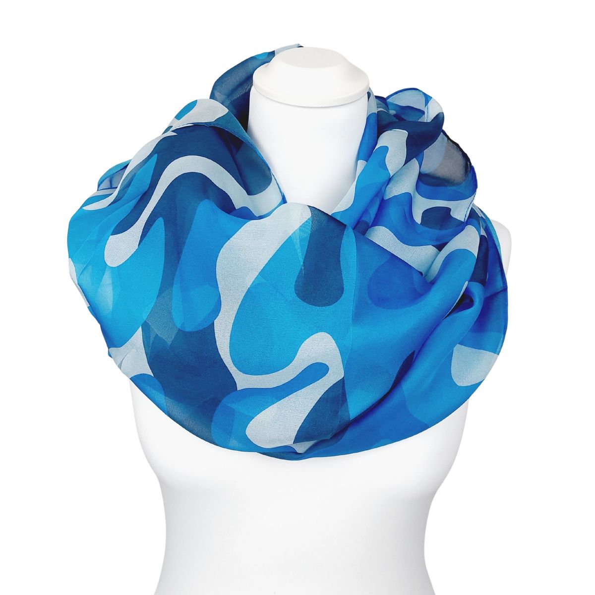 Blauer Camouflage-Seidenschal Rundschal Loop