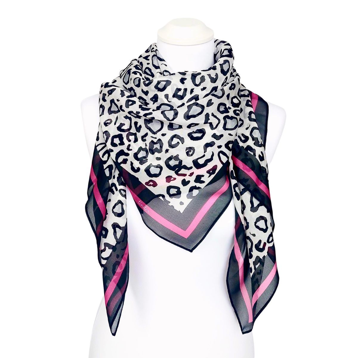 Seidentuch mit Leopardenmuster und rosa Rand
