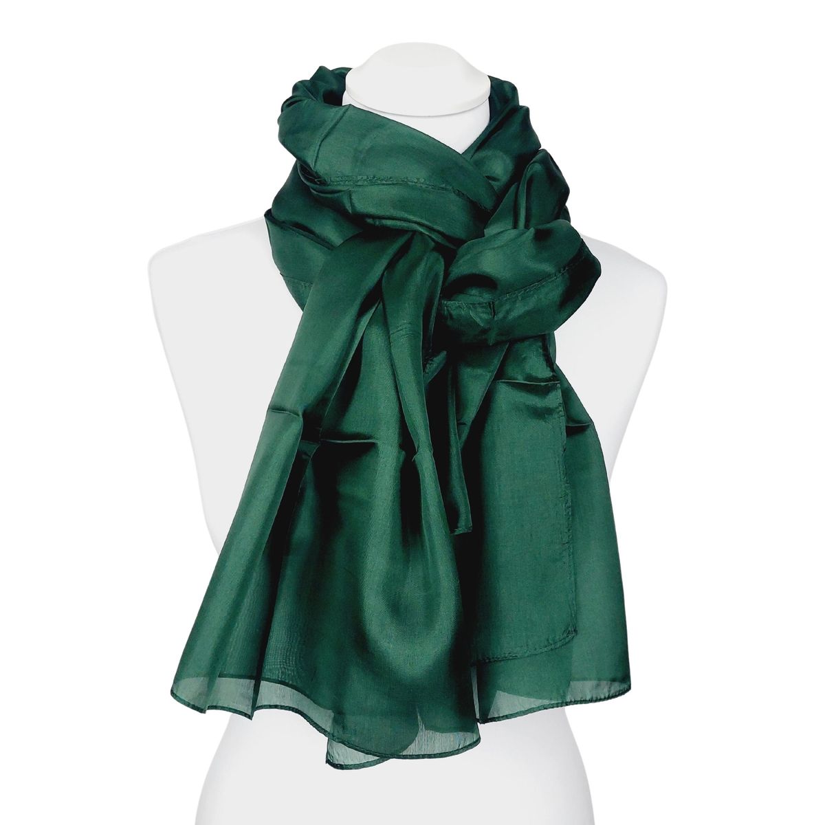 Eleganter waldgrüner Seidenschal