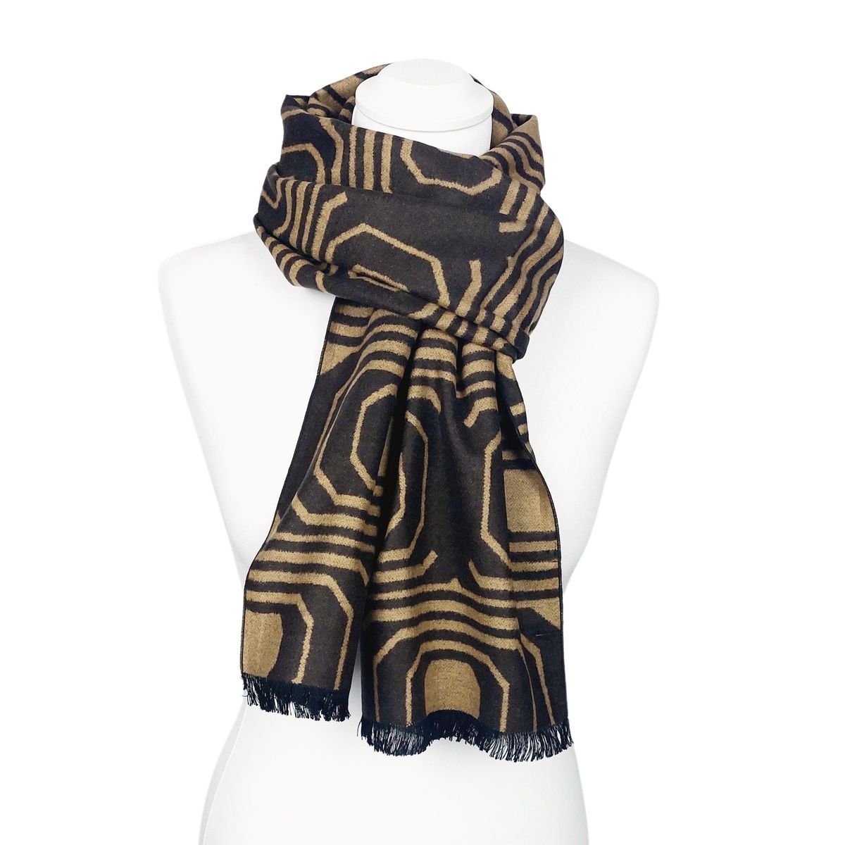 Seidenschal aus Seidenflanell mit Retro-Muster