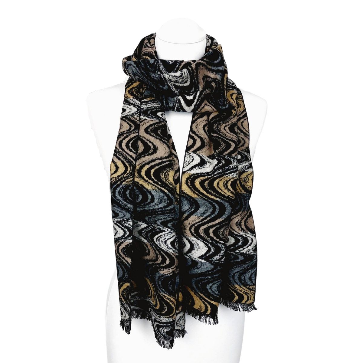Abstrakter Wellen Seidenflanell Schal