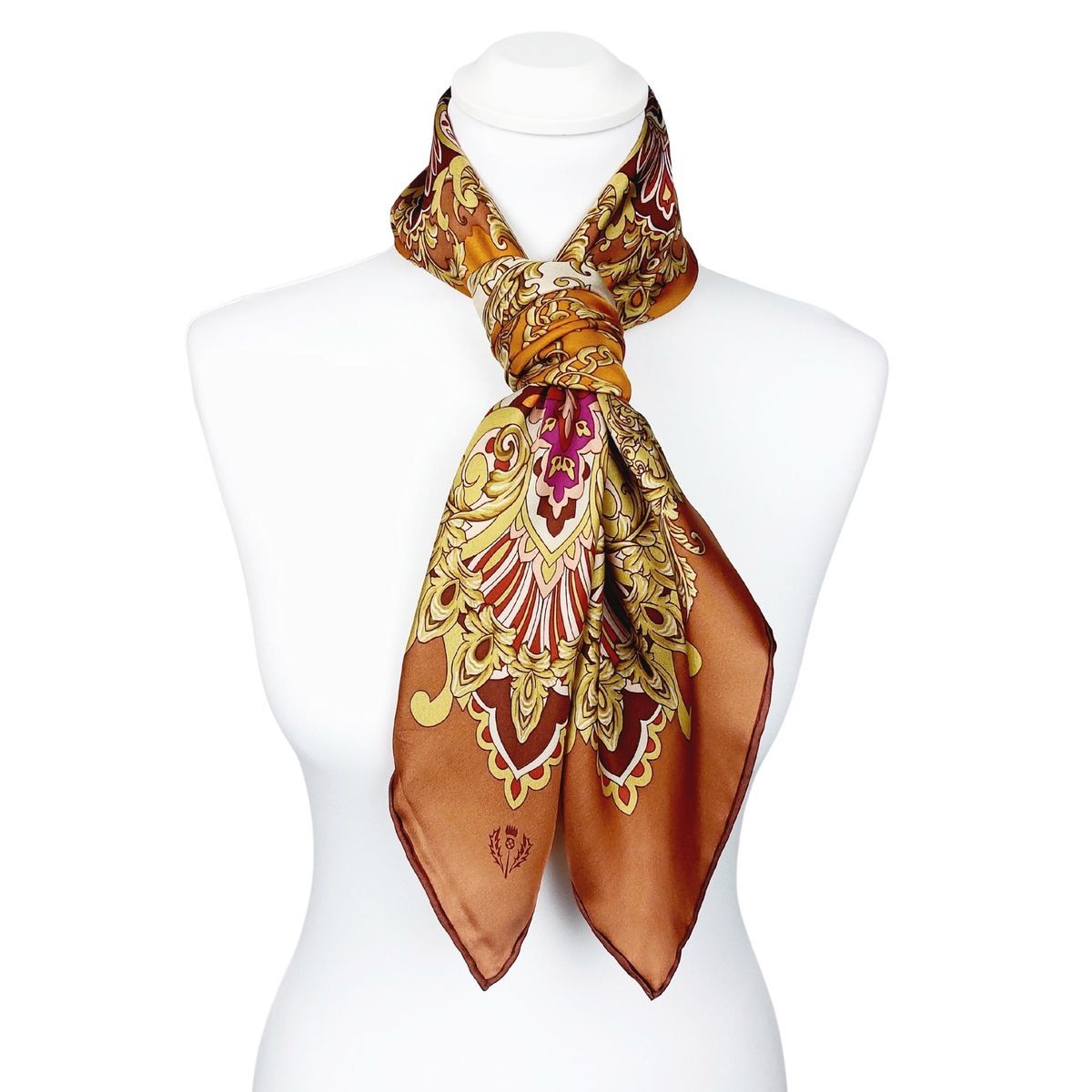 Klassisches Seidentuch Kupfer Gold