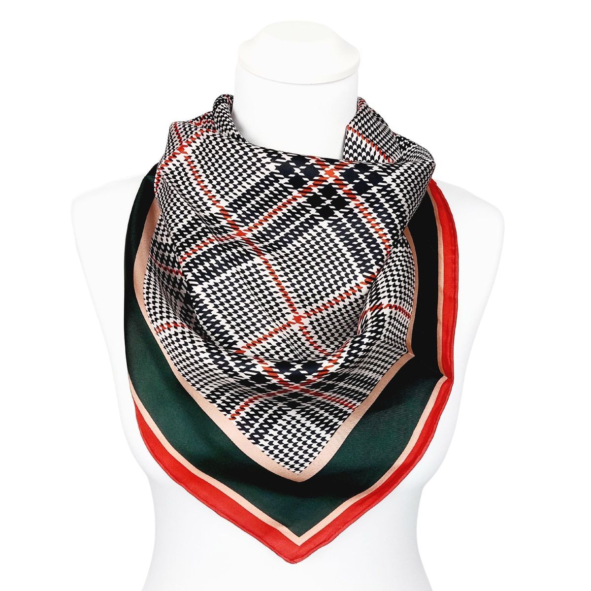 Seidentuch mit Hahnentrittmuster und Bordürendetail