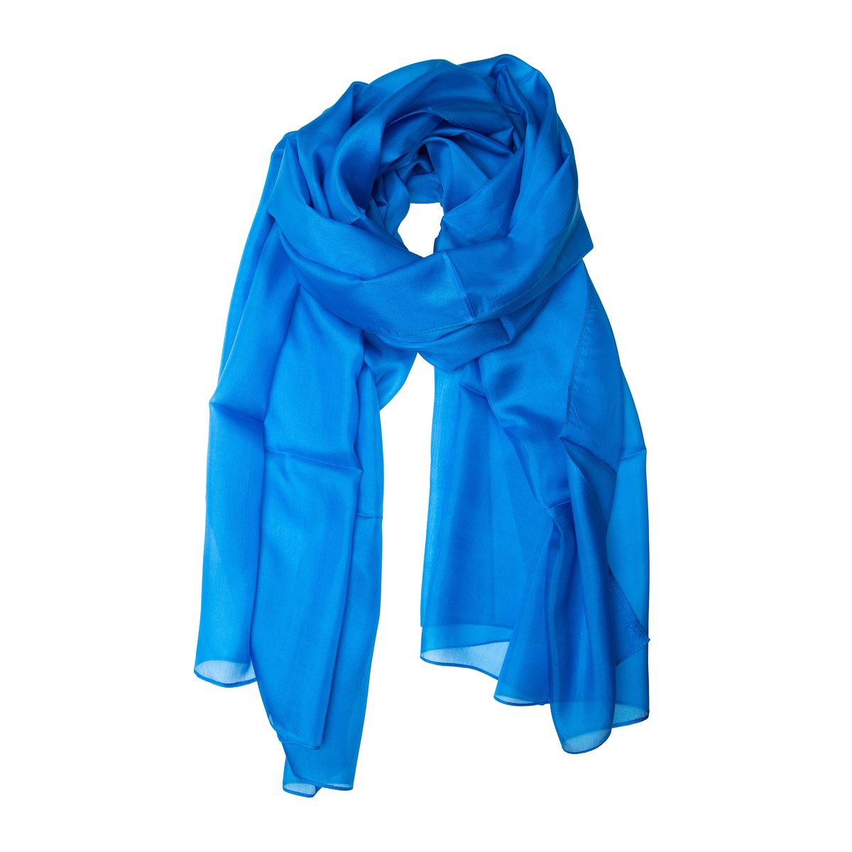Einfarbiger, strahlend blauer Seidenschal