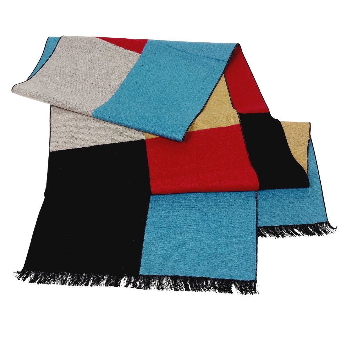 Seidenschal aus Seidenflanell mit Farbblöcken
