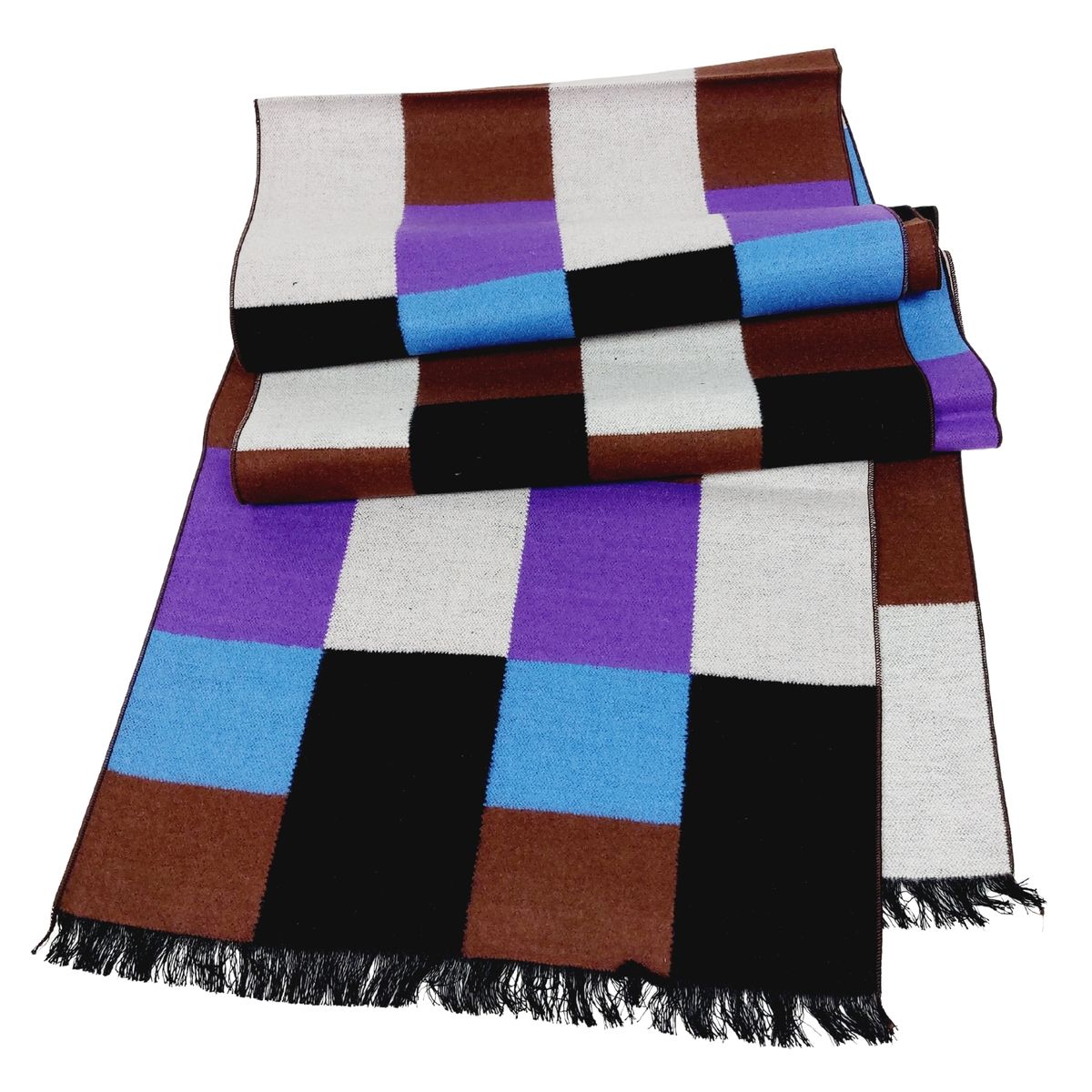 Karierter Seidenflanell Schal mit Fransen