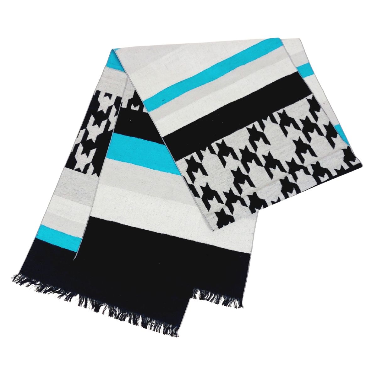 Gestreifter Hahnentritt Seidenflanell Schal