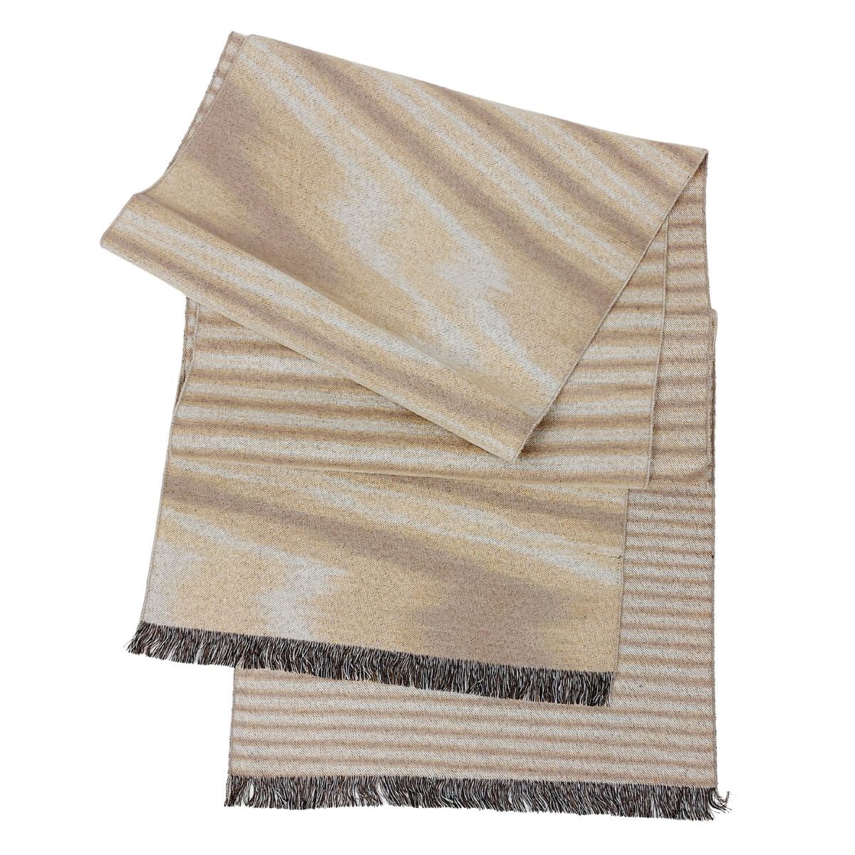 Gestreifter Seidenflanell Schal Beige