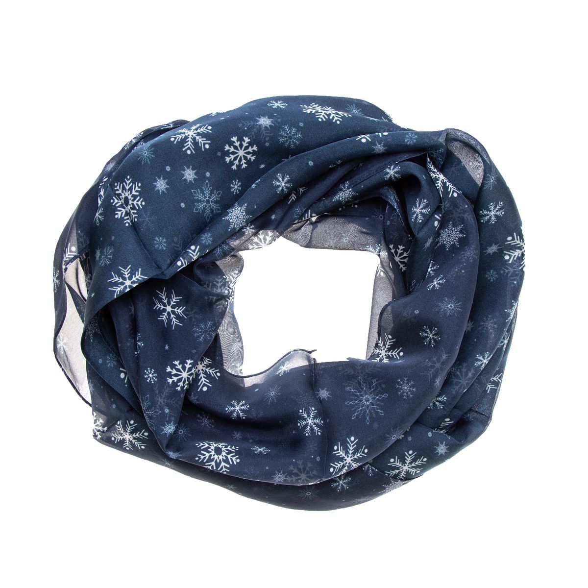 Eleganter Chiffon Loop Schal mit Schneeflockenmuster